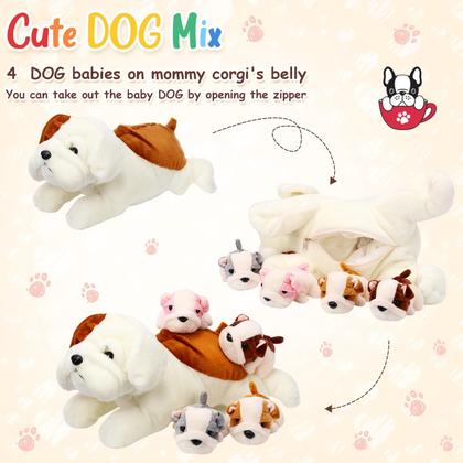 Imagem de Cachorro de Pelúcia Skylety com 1 Mamãe e 4 Bebês