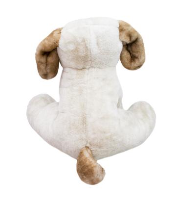 Imagem de Cachorro Mancha Marrom Olho Sorrindo Sentado 36cm Pelúcia