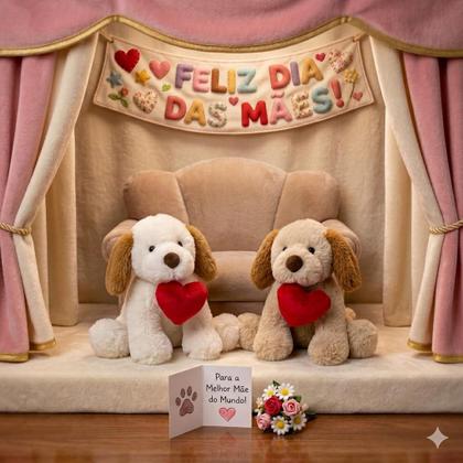Imagem de Cachorro Pelúcia Coração Presente Dia das Mães Namorados
