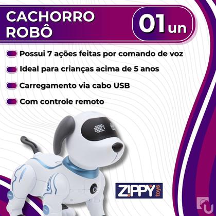 Imagem de Cachorro Robô Branco Com Controle Remoto Bateria USB Zippy Toys