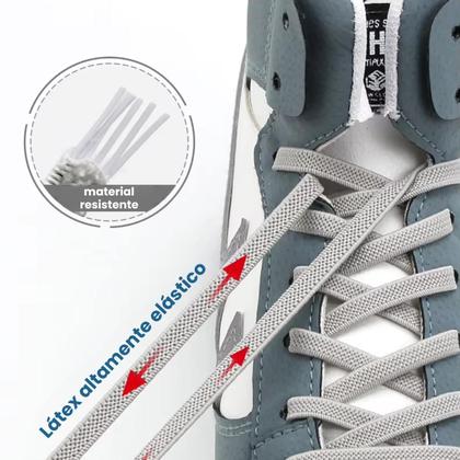 Imagem de Cadarço Cordão Elástico Com Fecho De Rosquear Sem Amarrar 2 Pares