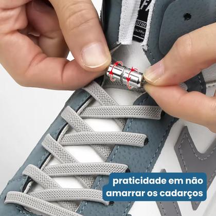 Imagem de Cadarço Cordão Elástico Com Fecho De Rosquear Sem Amarrar 2 Pares