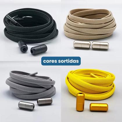 Imagem de Cadarço Cordão Elástico Com Fecho De Rosquear Sem Amarrar 2 Pares