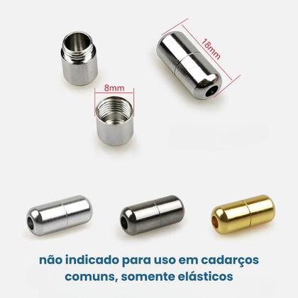Imagem de Cadarço Cordão Elástico Com Fecho De Rosquear Sem Amarrar 2 Pares