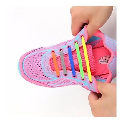 Imagem de Cadarço De Silicone Elástico Adulto 01 Par Com 16pçs