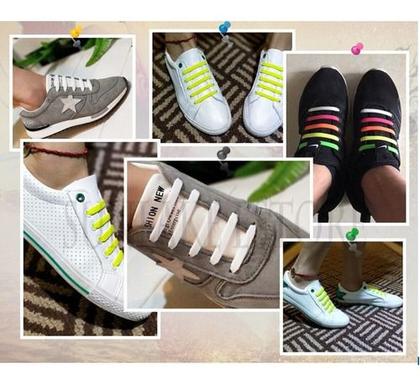 Imagem de Cadarço De Silicone Elástico Adulto 01 Par Com 16pçs