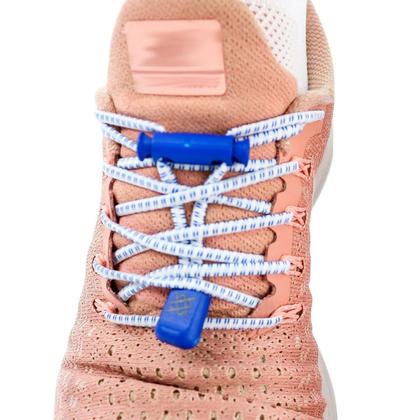 Imagem de Cadarço Elástico HUPI LACES Branco Risca Azul