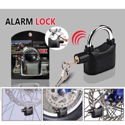 Imagem de Cadeado 110dba som alto trava sonora com alarme sirene anti furto bike moto portao a prova dagua