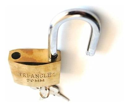 Imagem de Cadeado 20mm Com 3 Chaves Tri-Angle Dourado Malas Correntes Armários