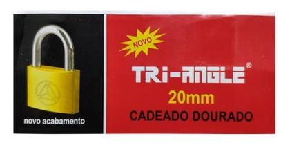 Imagem de Cadeado 20mm Com 3 Chaves Tri-Angle Dourado Malas Correntes Armários