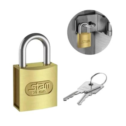 Imagem de Cadeado 20mm Zamac Stam Latonado E-coat com 2 Chaves - Alta Segurança e Durabilidade