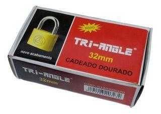 Imagem de Cadeado 32mm Com 3 Chaves Tri-Angle Dourado Malas Correntes Armários