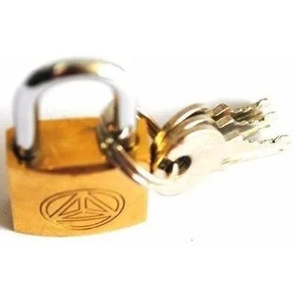 Imagem de Cadeado 32mm Com 3 Chaves Tri-Angle Dourado Malas Correntes Armários