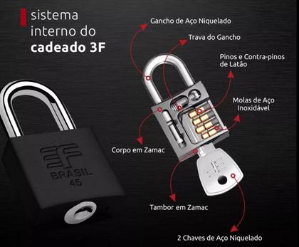 Imagem de Cadeado 3f 30mm Preto Fosco