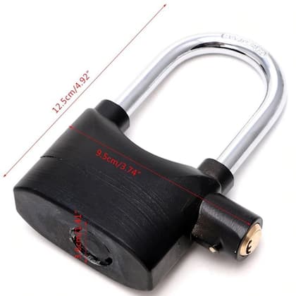 Imagem de Cadeado Alarme Sirene Trava Anti furto Grande 110db Som Alto Segurança