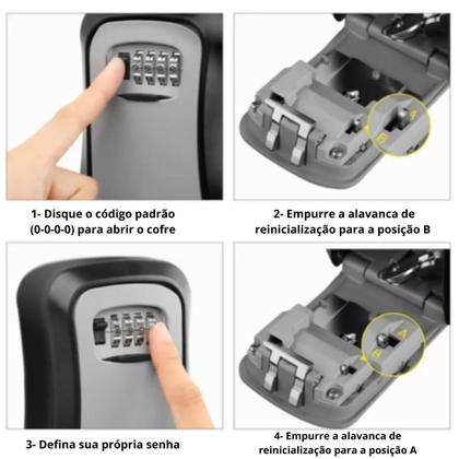 Imagem de Cadeado Caixa Segredo Cofre Parede Guarda Chaves Objetos