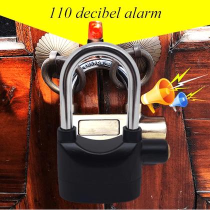 Imagem de Cadeado Com Alarme Potente Antifurto 110dB Para Bicicleta, Moto Porta E Portões - REF110