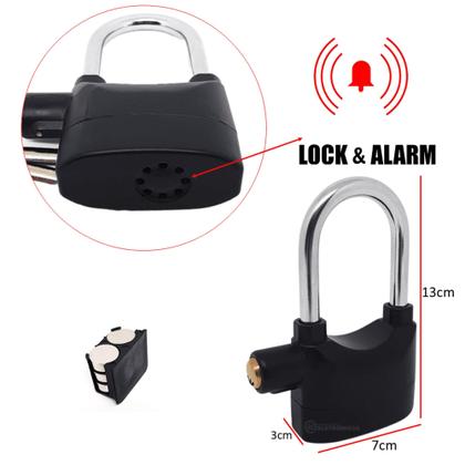 Imagem de Cadeado Com Alarme Potente Antifurto 110dB Para Bicicleta, Moto Porta E Portões - REF110