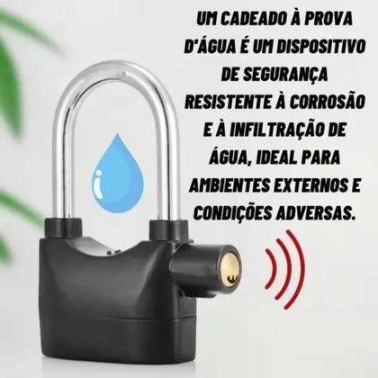 Imagem de Cadeado Com Alarme Sonoro Anti-furto Comércio moto Prova De Água-Pronta Entrega