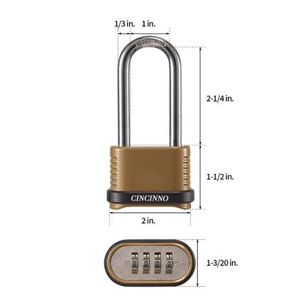Imagem de Cadeado com Segredo CINCINNO Resistente 4 Dígitos para Uso Externo - Kit com 4