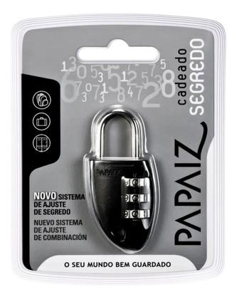 Imagem de Cadeado Com Segredo Cs23 30mm Zamac Preto Senha 3 Dígitos Papaiz