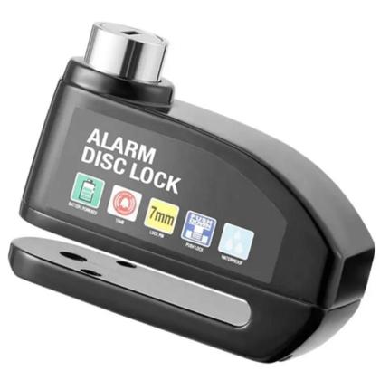 Imagem de Cadeado de aluminio com alarme para moto e bicicleta