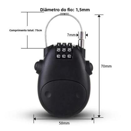 Imagem de Cadeado De Cabo De Aço De Alta Precisão Para Bicicleta, Cabo Telescópico Com Código E Senha Para