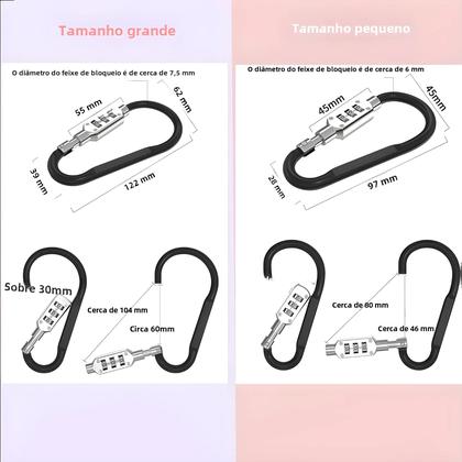 Imagem de Cadeado de Combinação Anti-Roubo para Mochila - Alumínio, à Prova d'Água