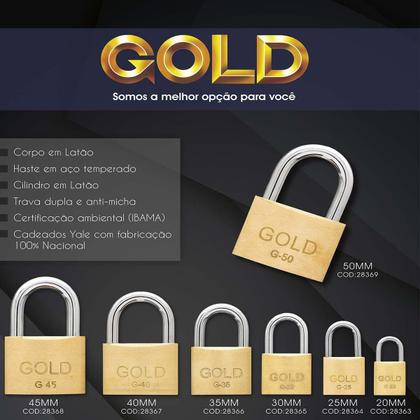 Imagem de Cadeado Gold Latão Linha Yale 50MM Trava Dupla Anti micha