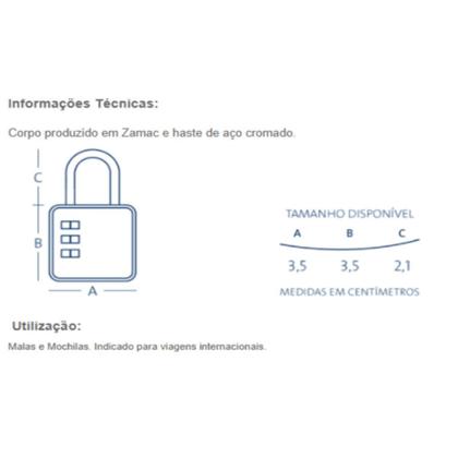 Imagem de Cadeado Mala Bolsa Viagem Tsa 2 Unidades Xadrez Misto Papaiz