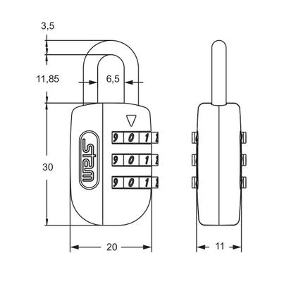 Imagem de Cadeado Malas Mochila Armário Porta Viagem Segredo Stam 20mm