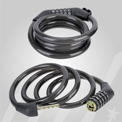 Imagem de Cadeado Para Bicicleta E Moto Com Segredo 4 Dígitos Cabo Aço 80cm