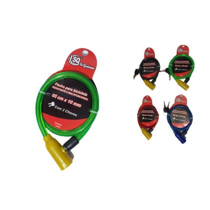 Imagem de Cadeado Para Bike Com Cabo De Aço Com Duas Chaves Só Qualidade