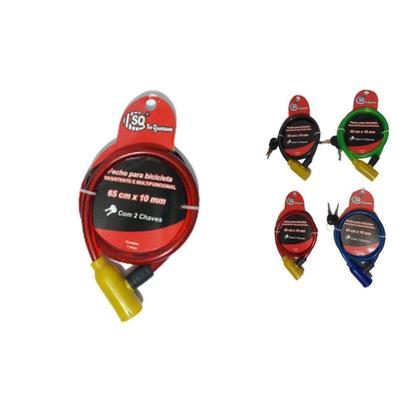 Imagem de Cadeado Para Bike Com Cabo De Aço Com Duas Chaves Só Qualidade