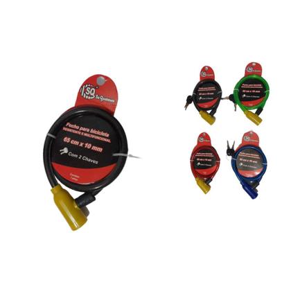 Imagem de Cadeado Para Bike Com Cabo De Aço Com Duas Chaves Só Qualidade