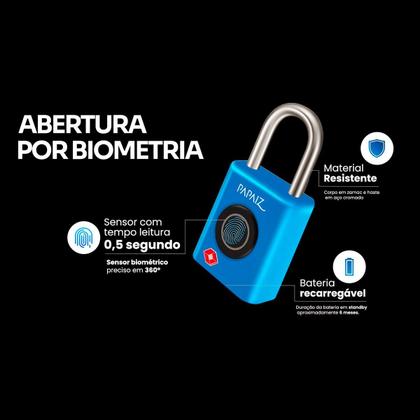 Imagem de Cadeado Para Mala Tsa 35B com Biometria e Senha Preto Papaiz