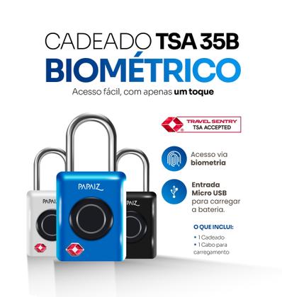 Imagem de Cadeado Para Mala Tsa 35B com Biometria e Senha Preto Papaiz