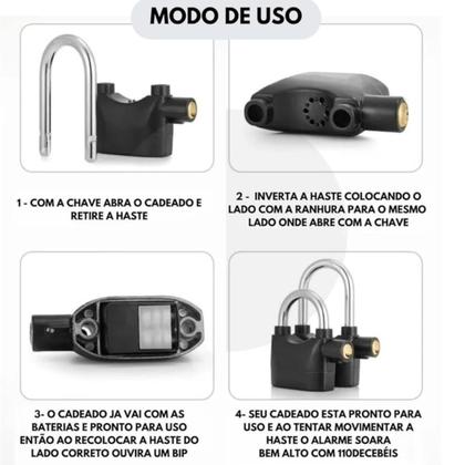 Imagem de Cadeado Para Moto Com Alarme De Alta Qualidade Aprova d'água