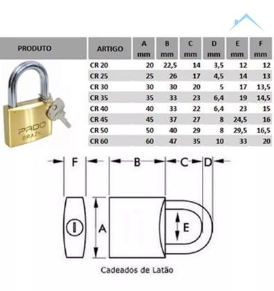 Imagem de Cadeado Segurança Casa Portão Porta Latão Pado Lt 30mm