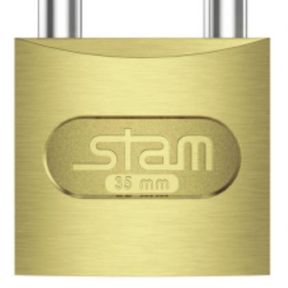 Imagem de Cadeado Stam Grande 35mm para Portão Armário Vestiário em Zamac E-Coat com Chave - Dourado