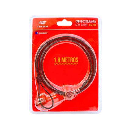 Imagem de Cadeado Tranca de Segurança para Notebook Ultrabook Netbook Cabo de Aço com Chave 1,8 Metros