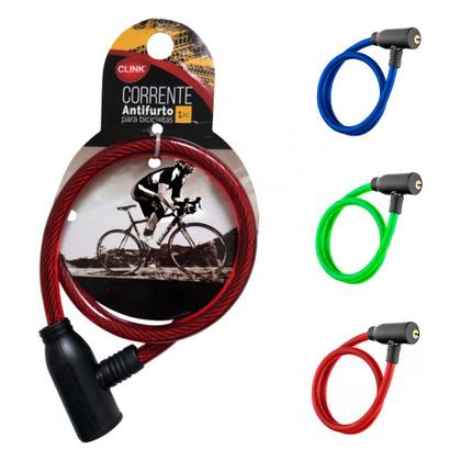 Imagem de Cadeado Trava Anti Furto Bicicleta Bike Moto Com Chave Segurança 8mm x 65cm