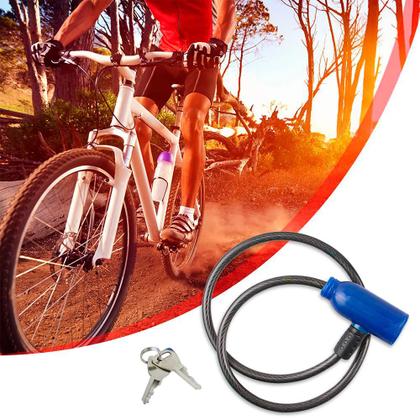 Imagem de Cadeado Trava Anti Furto Bicicleta Bike Moto Com Chave Segurança 8mm x 65cm