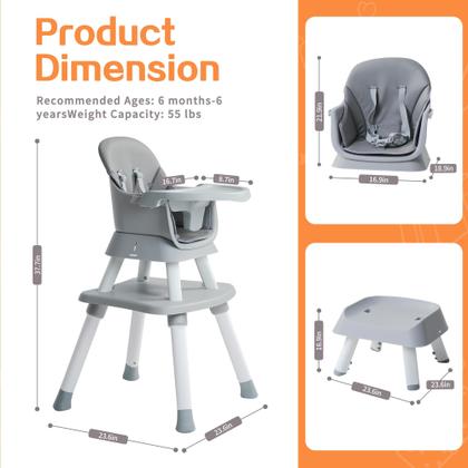 Imagem de Cadeira Alta Nookbeya 8 em 1 Conversível para Bebês - Cinza