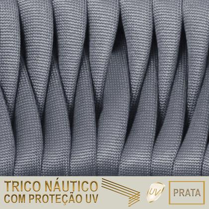 Imagem de Cadeira Atenas Tricô Náutico e Alumínio com Proteção UV para Varanda, Cozinha, Área, Jardim - Pintura Fendi