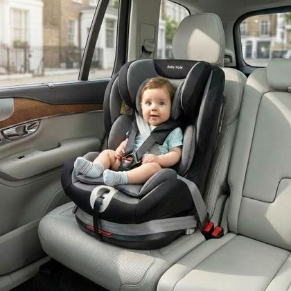 Imagem de Cadeira Auto Bebê 0 A 36kg Isofix Rotação 360 Graus Cinza Cadeirinha Carro Giratória Grupos 0 1 2 3 Tecido Confortável