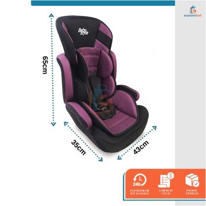 Imagem de Cadeira Automovel Carro Bebe Tx Assento Booster Elevação Infantil 2 Alturas Protetor Apoio de Cabeça 9 A 36kg Star Baby Roxo