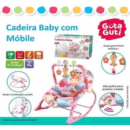 Imagem de Cadeira Baby De Descanso Musical Vibratória Até 18kg Rosa