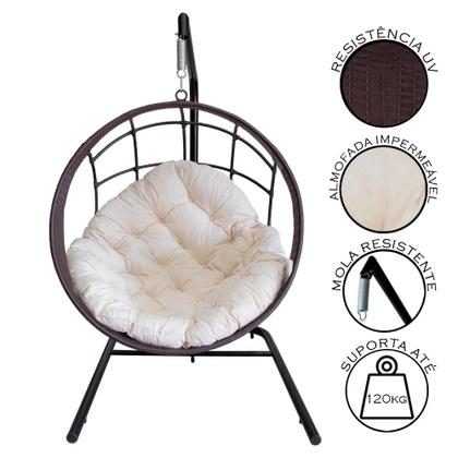 Imagem de Cadeira Balanço Ninho Suspenso com Suporte e Almofada Impermeável