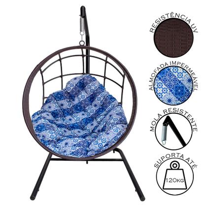 Imagem de Cadeira Balanço Ninho Suspenso com Suporte e Almofada Impermeável
